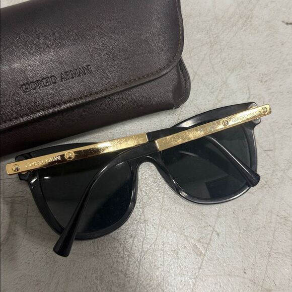 Giorgio Armani Black Sunglasses with Brown Case and Cloth - AUTHENTIC main image 4